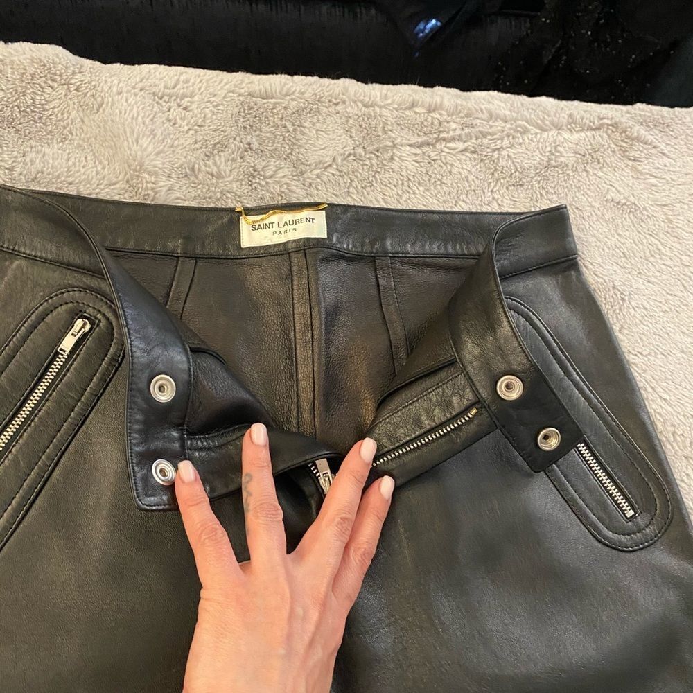 Saint Laurent Paris genuine leather pants, size 38(4) - Picture 11 of 14